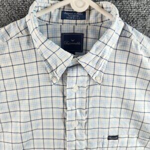 VTG Faconnable USA Made Blue Plaid Oxford XXL Long Sleeve Button Up 100% Cotton